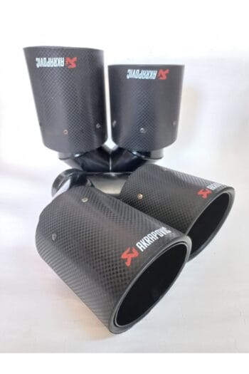 90 mm Akrapovic Stil Karbon Kaplama Egzoz Ucu - Yuvarlak Dudaklı Sağ/Sol Takım