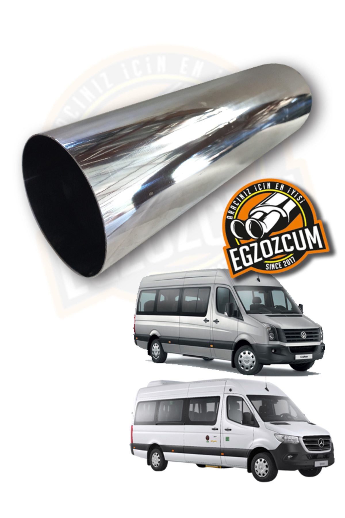 100mm Fırtına Sesli Paslanmaz Krom Egzoz Ucu Crafter Sprinter Uyumlu Güvenli