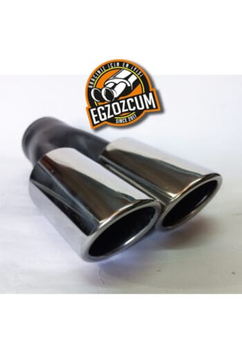 60 mm. krom eğimli eşit (dual) çift çıkışlı paslanmaz  egzoz eksoz ucu