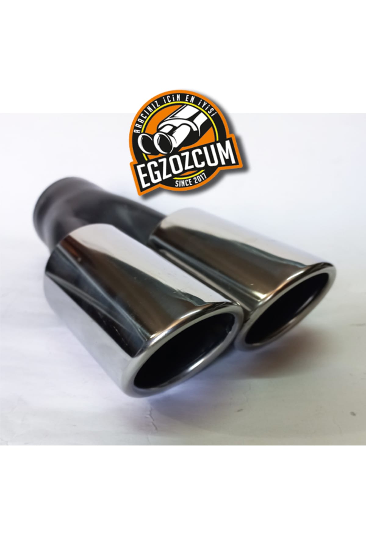 60 mm. krom eğimli eşit (dual) çift çıkışlı paslanmaz egzoz eksoz ucu