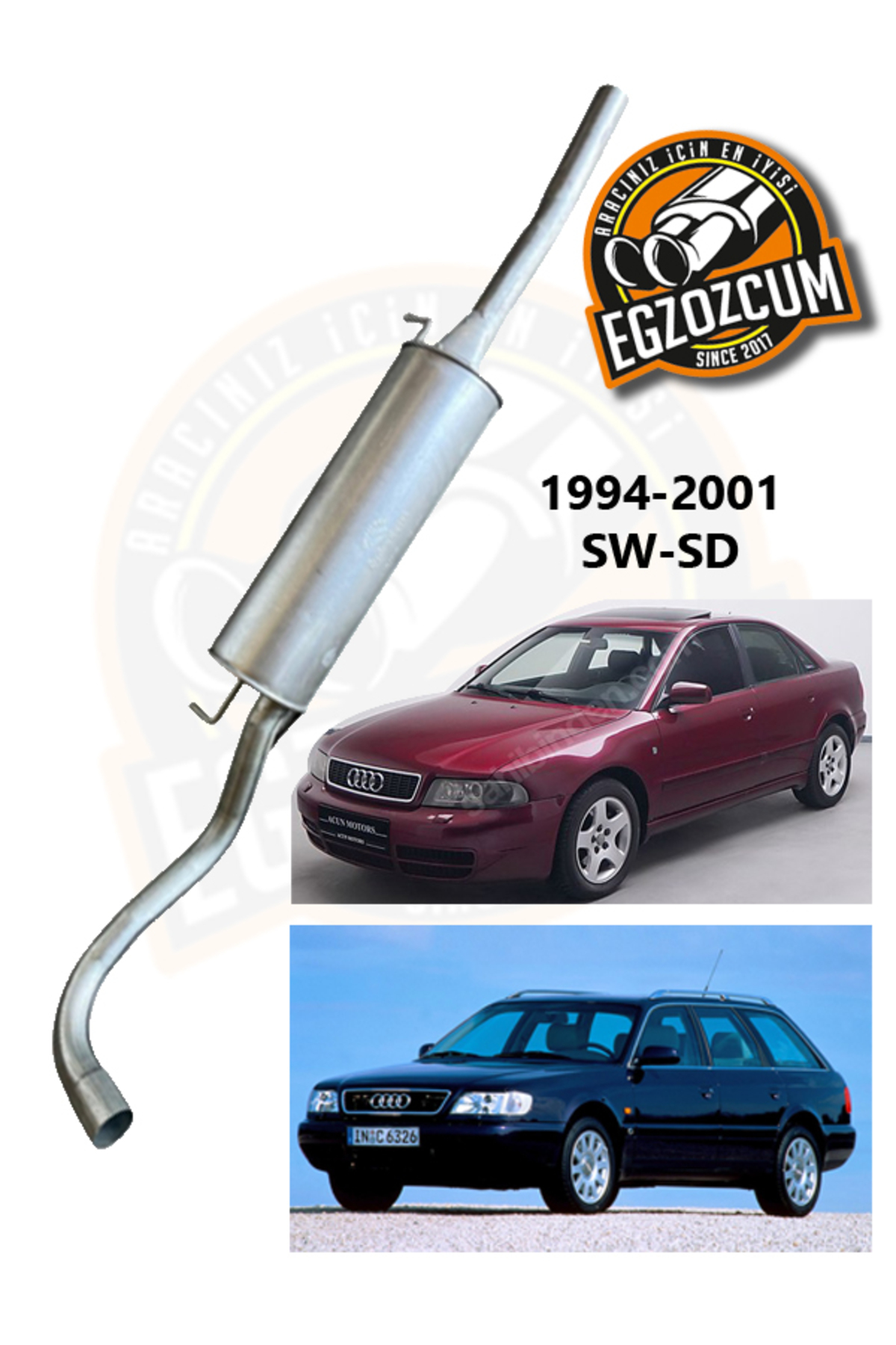 Audi A4 Arka susturucu egzoz 1.6/1.8 SD-SW arka eksoz (1994-2001) Güvenli