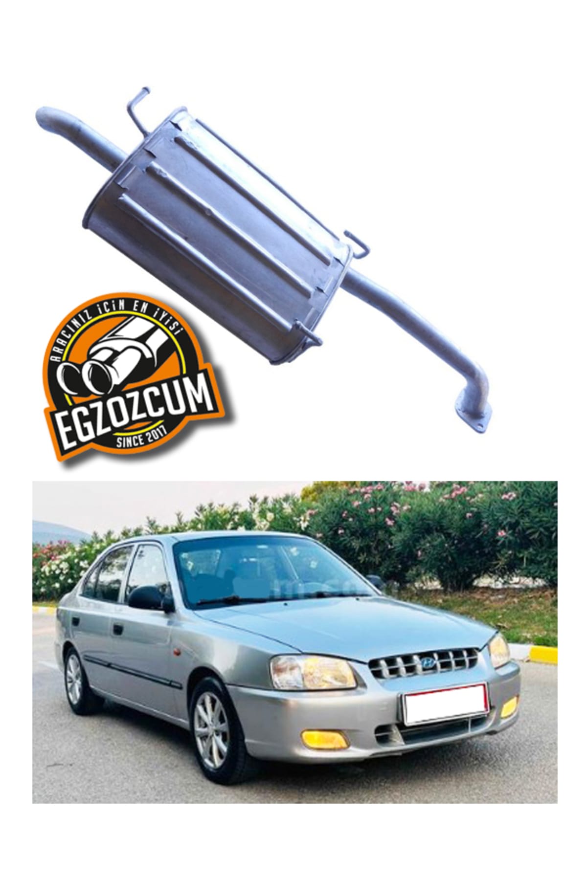 Hyundai Accent Admira Uyumlu Arka Susturucu Egzoz Eğri Çıkışlı 1999-2002