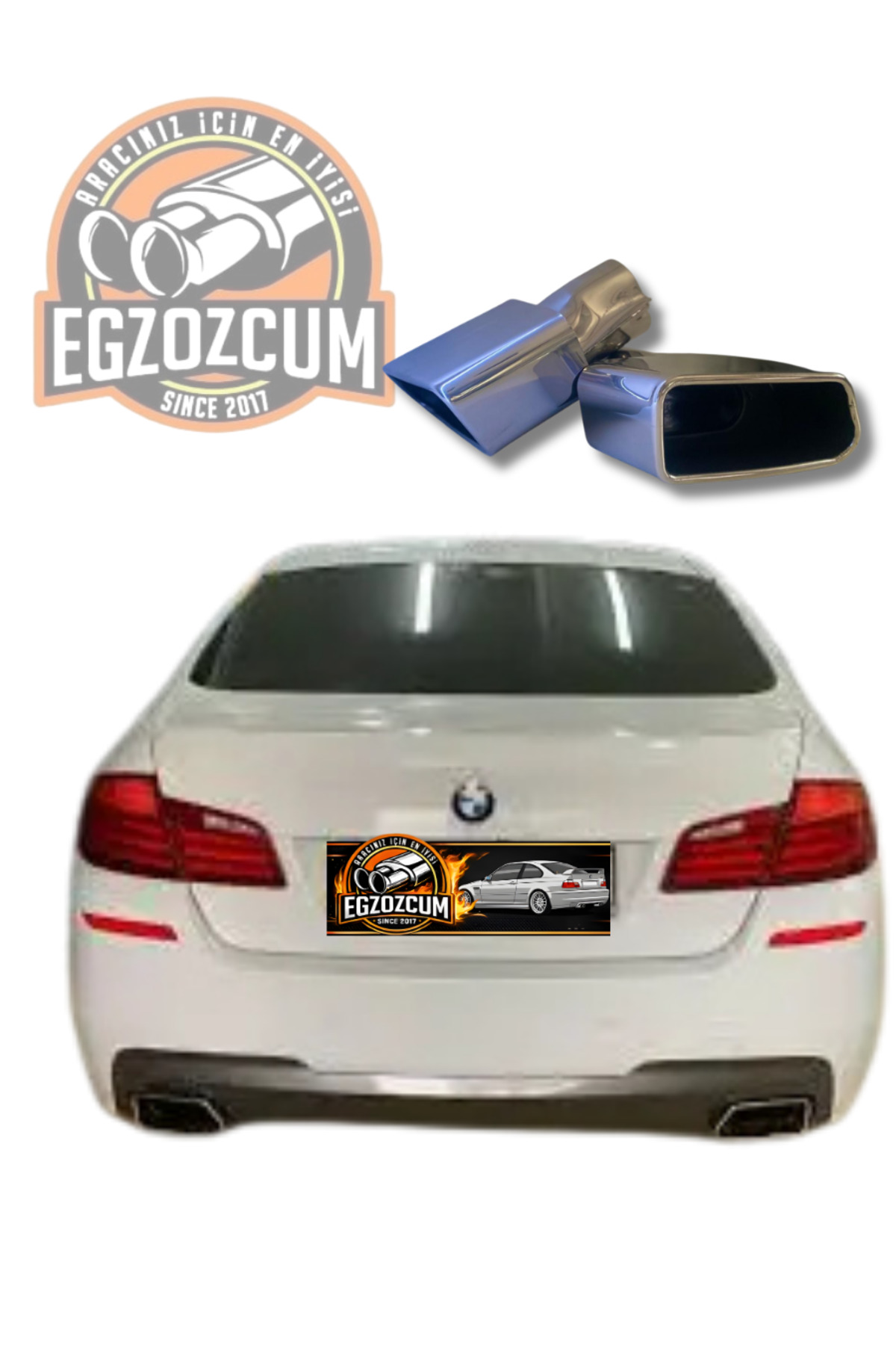 BMW F10 Uyumlu Krom Egzoz Ucu - Sağ Sol 2 Adet Paslanmaz Difüzör Uyumlu Egzoz Başlığı Güven