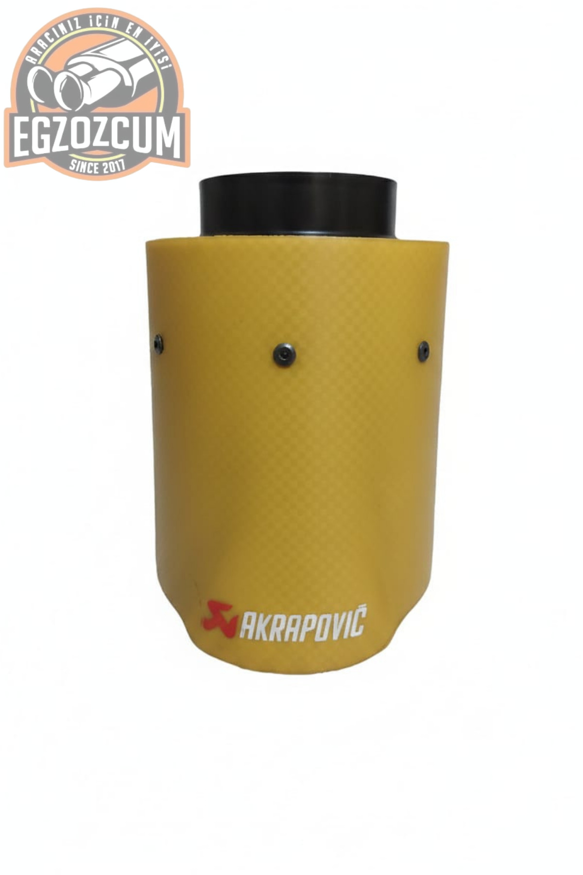 Akrapovic Tek Sarı Egzoz Ucu 76mm Tüm Araçlara Uygun Uzun Ömürlü Paslanmaz Sarı Karbon Akre