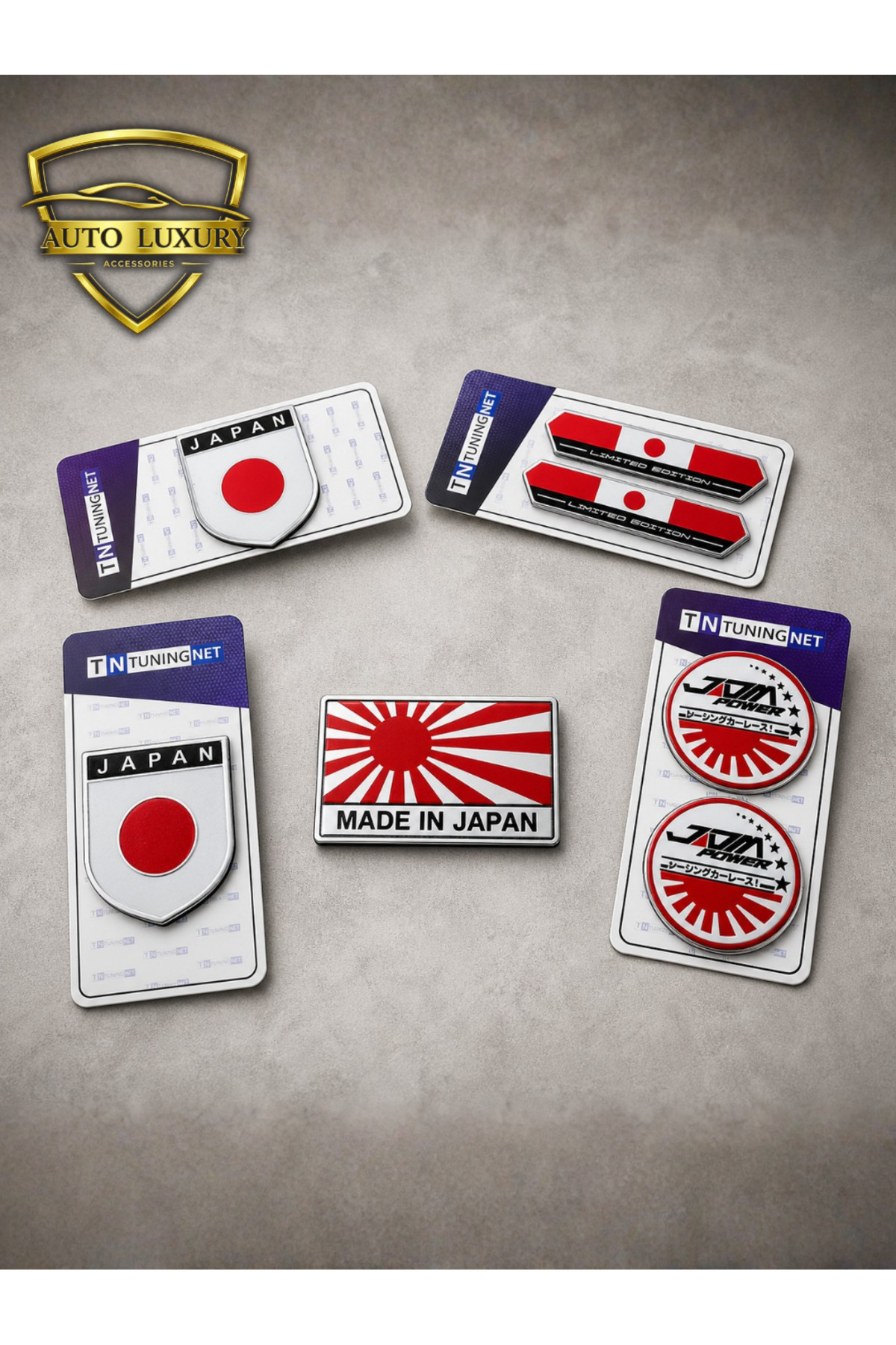JDM Japan 3D Arma Emblem Seti TN PRO Birinci Sınıf Kabartmalı Yapışkanlı 5li